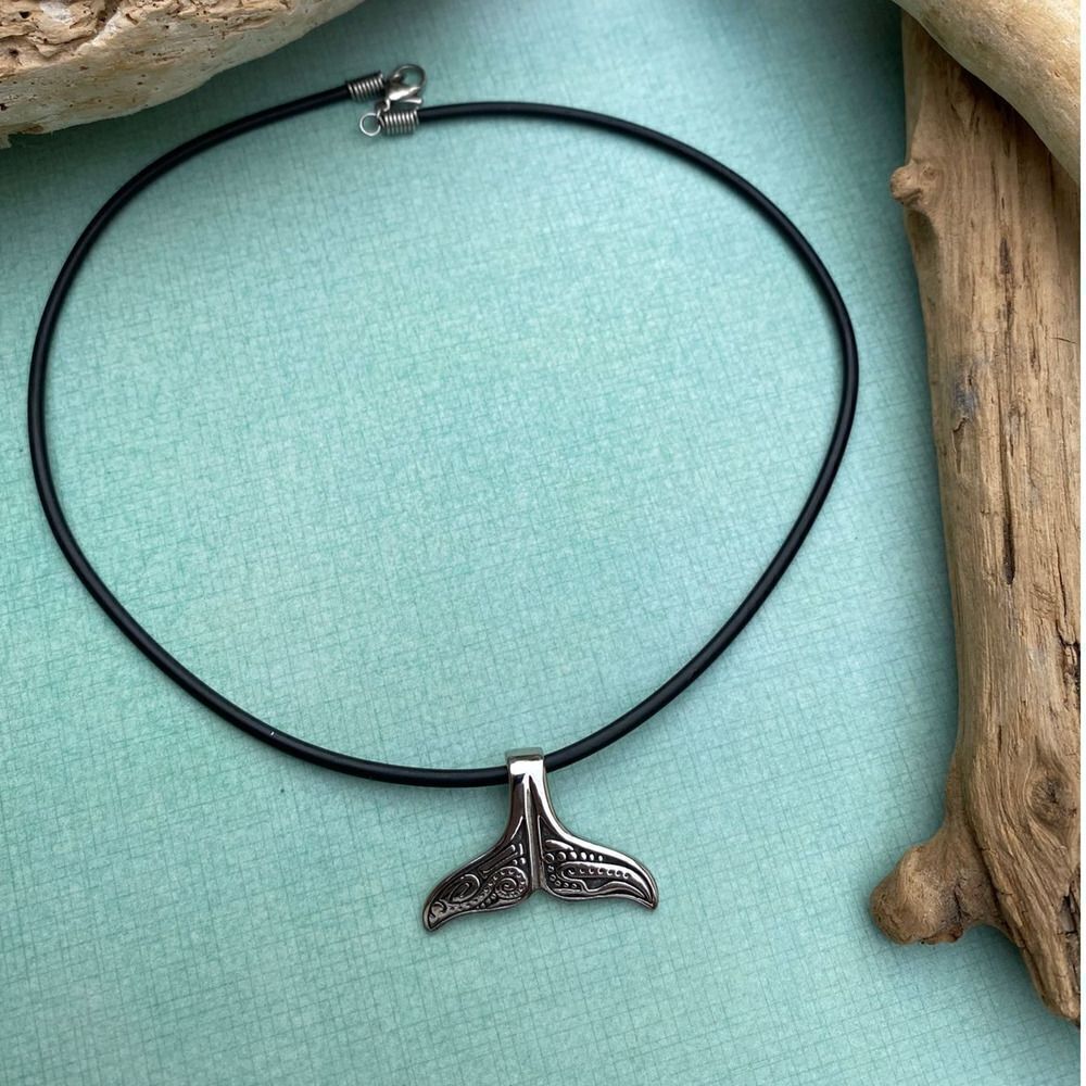 Whale Tail Stainless Steel Indian Design Pendant Necklace